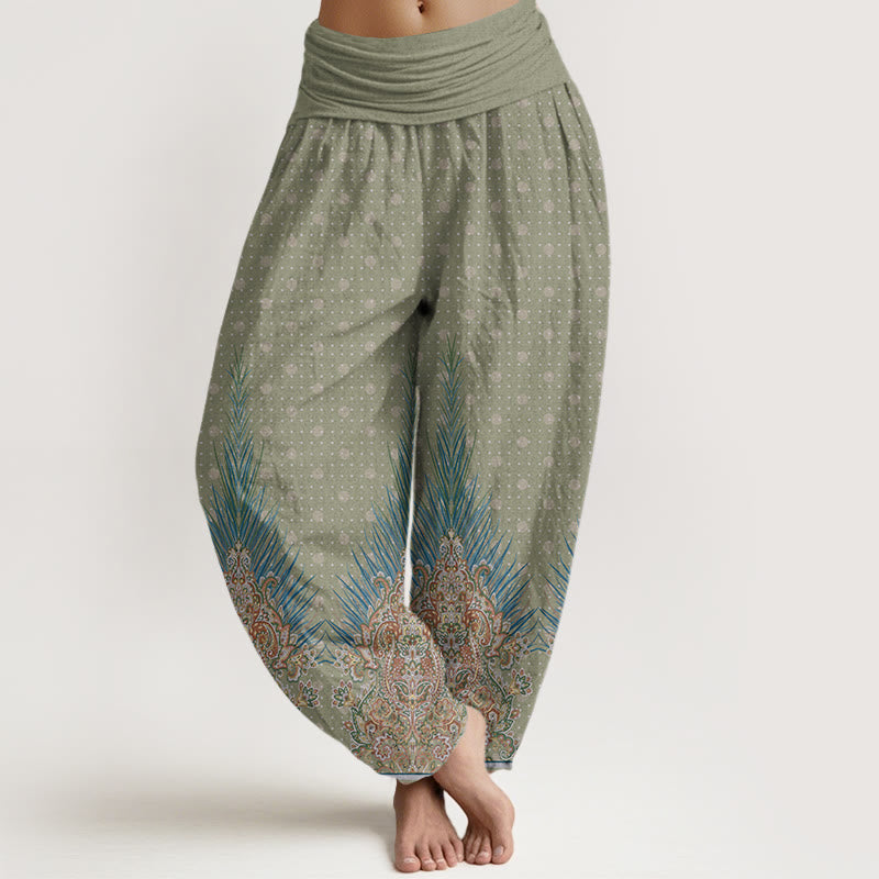 Buddha Stones Ethnic Peacock Floral Pattern Damen Haremshose mit elastischer Taille - DunkelMeergrün - US22， UK/AU26，EU54 (6XL) - image 5