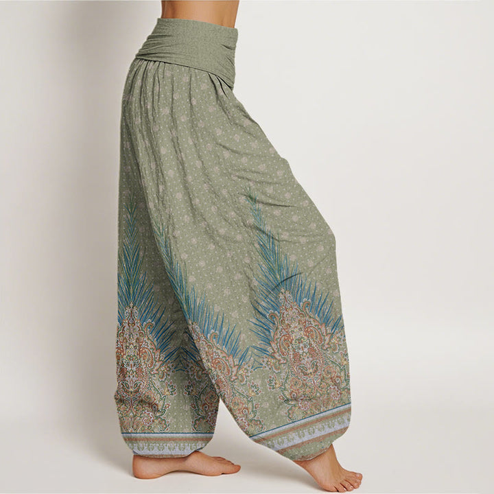 Buddha Stones Ethnic Peacock Floral Pattern Damen Haremshose mit elastischer Taille - image 7