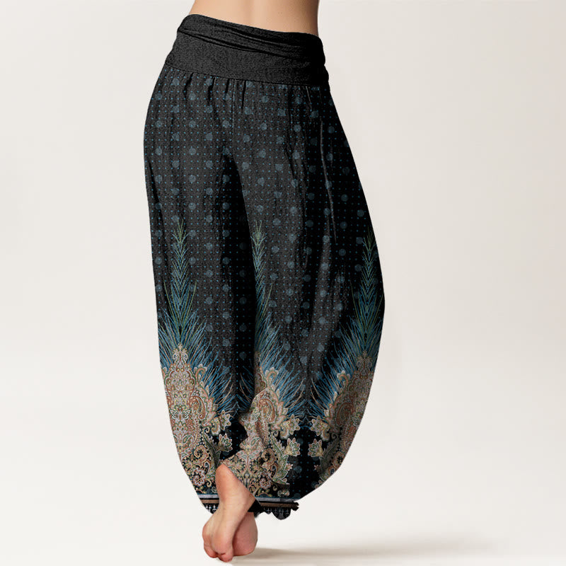 Buddha Stones Ethnic Peacock Floral Pattern Damen Haremshose mit elastischer Taille - image 9