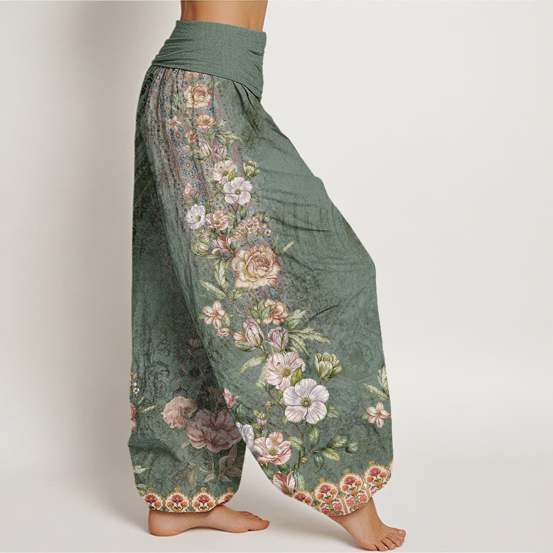 Haremshose mit Buddha Stones, ethnischem Blumenmuster, ethnischem Totem-Muster, elastischer Bund für Damen - image 3