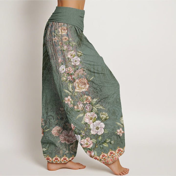 Haremshose mit Buddha Stones, ethnischem Blumenmuster, ethnischem Totem-Muster, elastischer Bund für Damen - image 3