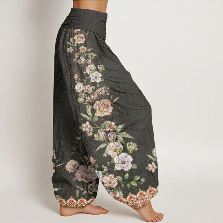 Haremshose mit Buddha Stones, ethnischem Blumenmuster, ethnischem Totem-Muster, elastischer Bund für Damen - image 10