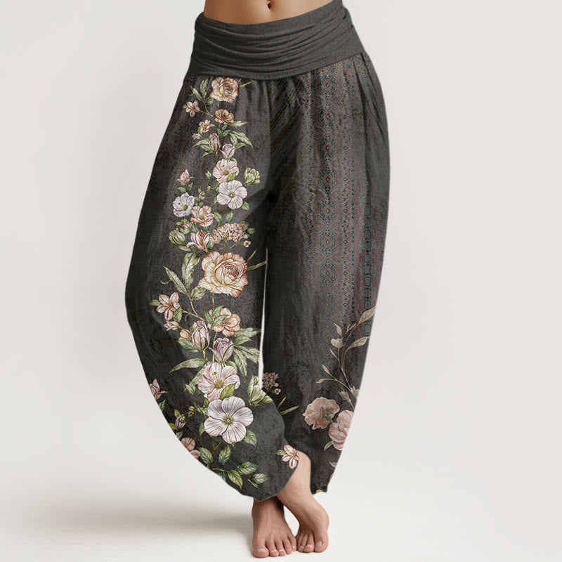 Haremshose aus Baumwolle mit Buddha Stones , ethnischem Blumen- und Totemmuster sowie elastischem Bund für Damen - Schwarz - US22, UK/AU26, EU54 (6XL) - image 7