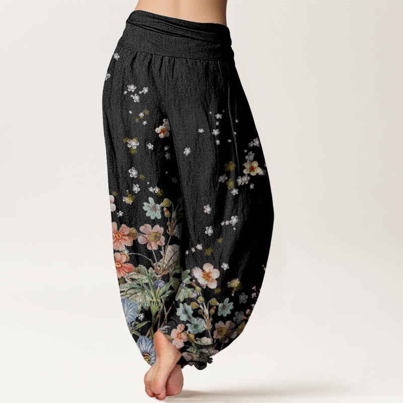 Buddha Stones Verschiedene Blumen Muster Damen Haremshose mit elastischer Taille - image 2