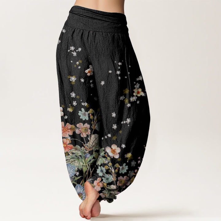 Buddha Stones Verschiedene Blumen Muster Damen Haremshose mit elastischer Taille - image 2
