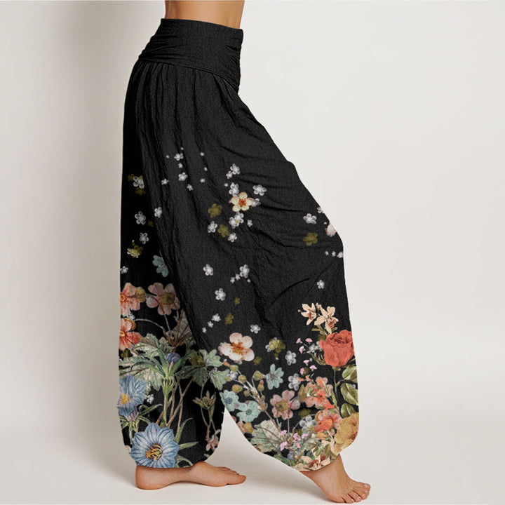 Buddha Stones Verschiedene Blumen Muster Damen Haremshose mit elastischer Taille - image 3