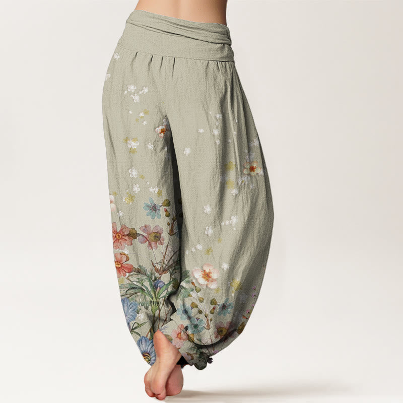 Buddha Stones Verschiedene Blumen Muster Damen Haremshose mit elastischer Taille - image 6