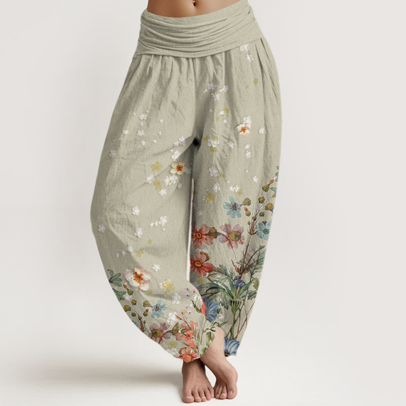 Buddha Stones Verschiedene Blumen Muster Damen Haremshose mit elastischer Taille - DunkelMeergrün - US22， UK/AU26，EU54 (6XL) - image 5