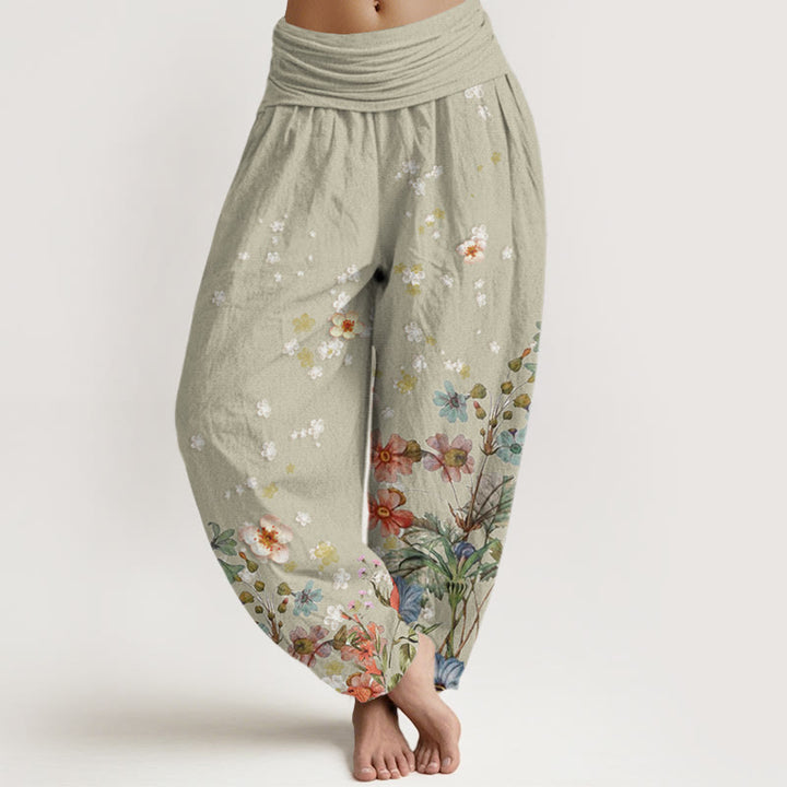 Buddha Stones Verschiedene Blumen Muster Damen Haremshose mit elastischer Taille - DunkelMeergrün - US22， UK/AU26，EU54 (6XL) - image 5