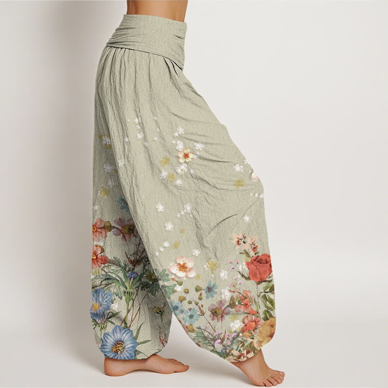 Buddha Stones Verschiedene Blumen Muster Damen Haremshose mit elastischer Taille - image 7