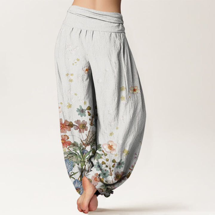 Buddha Stones Verschiedene Blumen Muster Damen Haremshose mit elastischer Taille - image 9