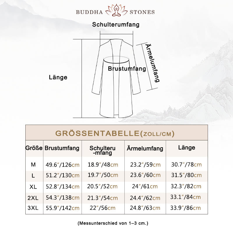 Buddha Stones Fall Einfache Casual Baumwolle Leinen Herren Mittellanger Mantel Kleidung - image 5