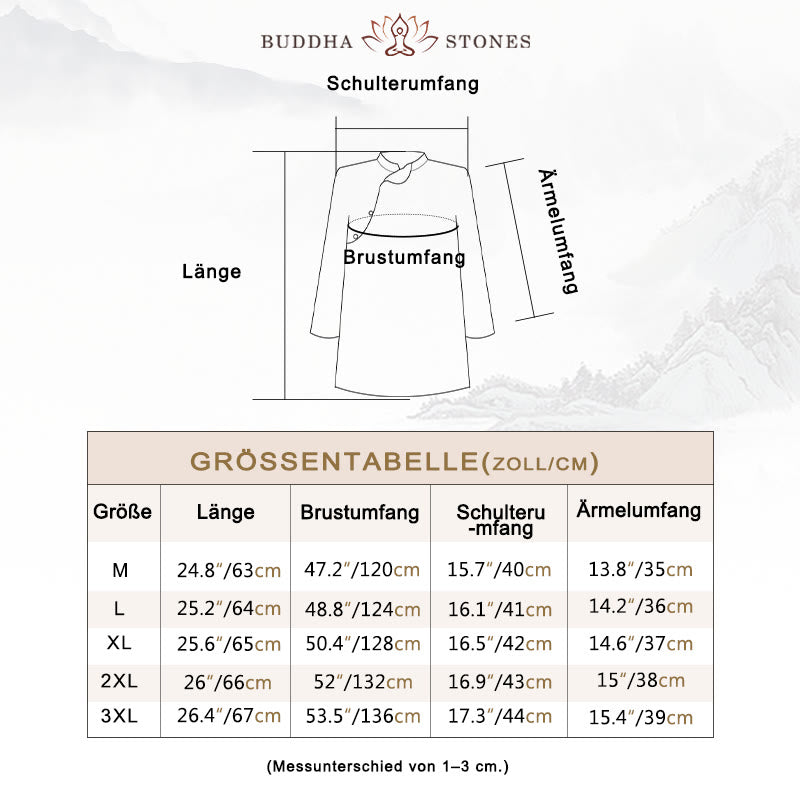 Buddha Stones Plus Size Blaues Jacaranda-Blumen-Design Dreiviertelärmeliges Ramie-Leinenhemd - image 5