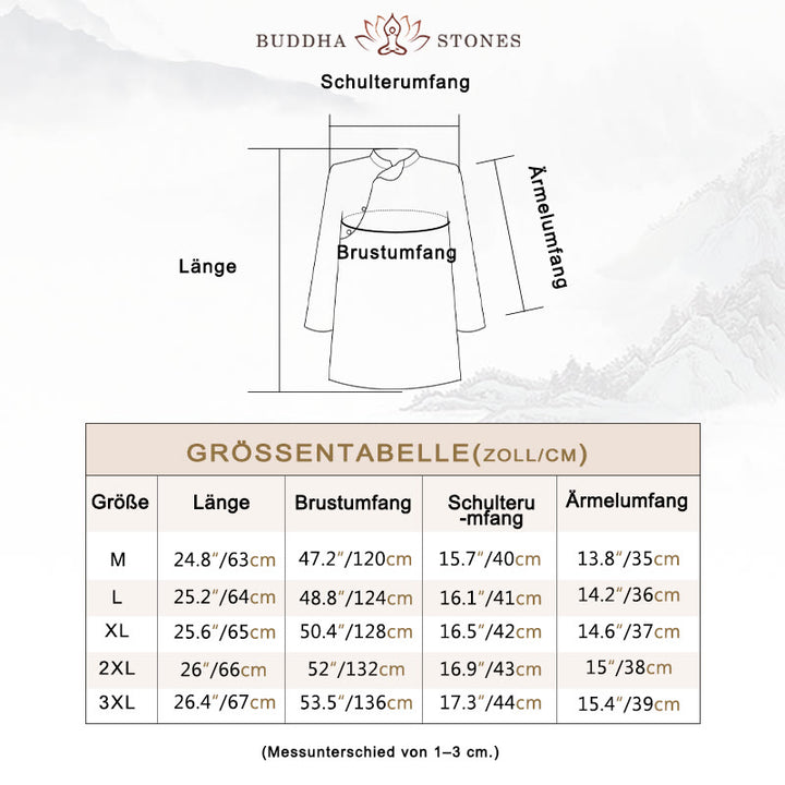 Buddha Stones Plus Size Blaues Jacaranda-Blumen-Design Dreiviertelärmeliges Ramie-Leinenhemd - image 5