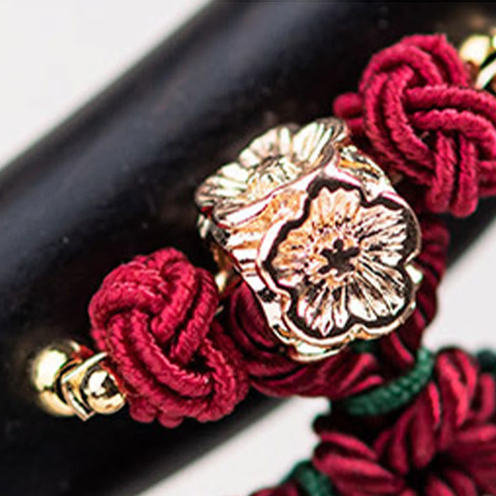 Buddha Stones Ebenholz Rot String Chinesischen Knoten Quaste Schutz Haarnadel