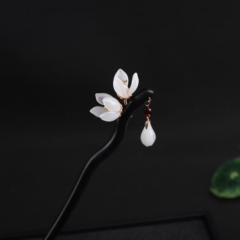 Buddha Stones Ebenholz Magnolia Blütenblätter Segen Haarnadel