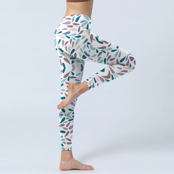 Buddha Stones Weiß Multi Color Block Print Gym Leggings Damen Yoga Hose - image 3