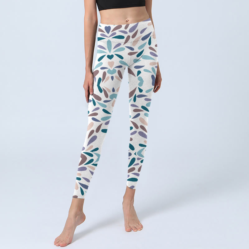 Buddha Stones Weiß Multi Color Block Print Gym Leggings Damen Yoga Hose - image 6