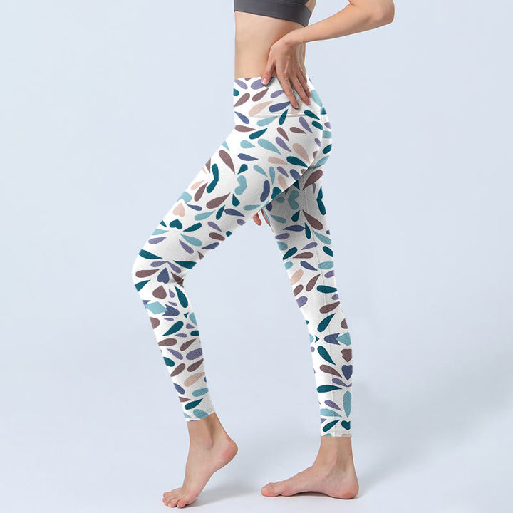 Buddha Stones Weiß Multi Color Block Print Gym Leggings Damen Yoga Hose - image 3
