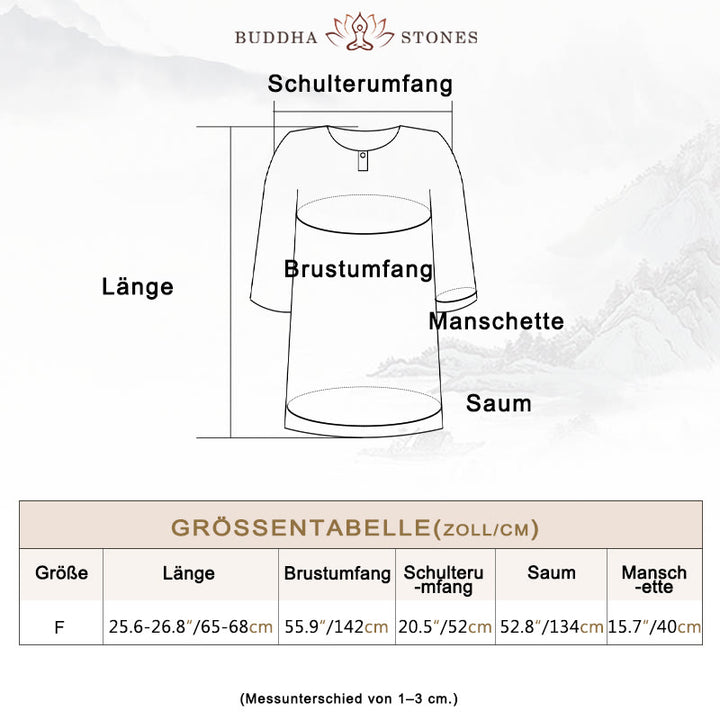 Buddha Stones Casuales Halbarm-Leinen-Baumwoll-T-Shirt - image 3