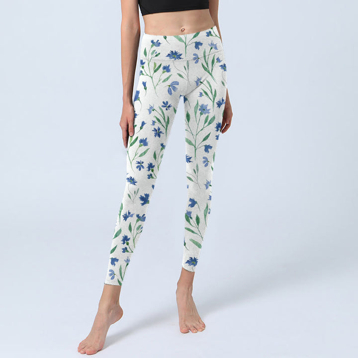 Buddha Stones Weiße Blumen Blatt Muster Druck Gym Leggings Damen Yoga Hose - image 6