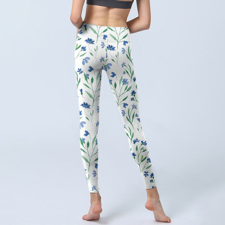 Buddha Stones Weiße Blumen Blatt Muster Druck Gym Leggings Damen Yoga Hose - image 7