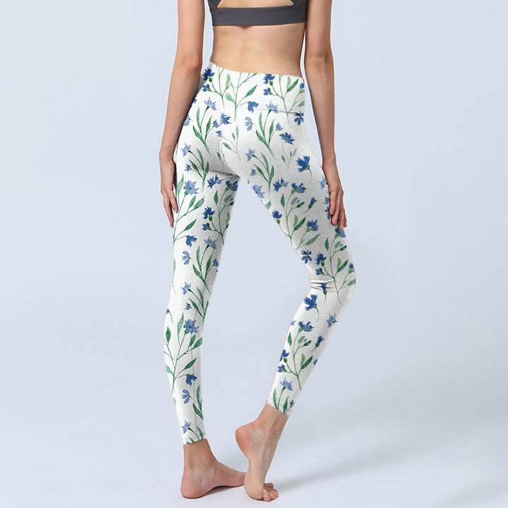 Buddha Stones Weiße Blumen Blatt Muster Druck Gym Leggings Damen Yoga Hose - image 5