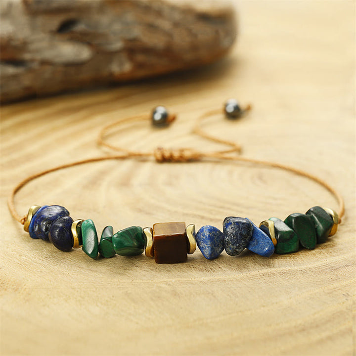 Buddha-Stein, Malachit, Tigerauge, Lapislazuli – Armband gegen Angstzustände - image 3