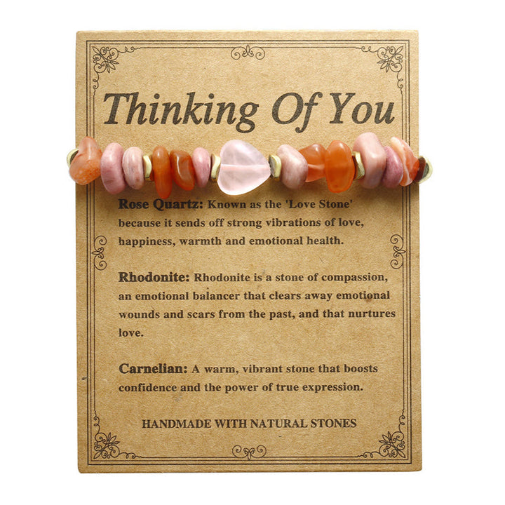 Buddha Stones Thinking Of You Rosenquarz Rhodonit Karneol Beziehungen Armband - image 13