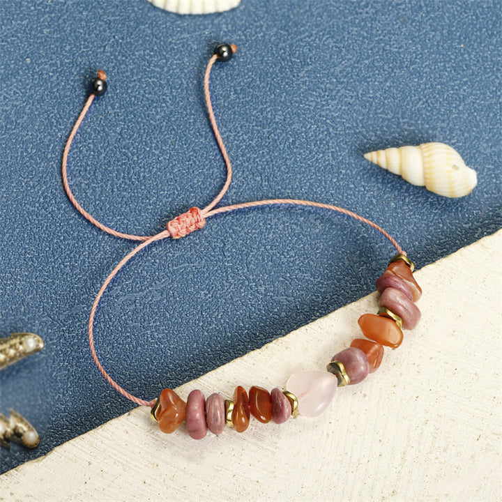 Buddha Stones Thinking Of You Rosenquarz Rhodonit Karneol Beziehungen Armband - image 11