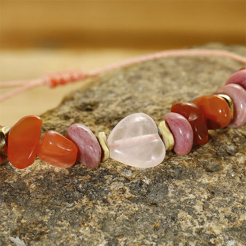 Buddha Stones Thinking Of You Rosenquarz Rhodonit Karneol Beziehungen Armband - image 7