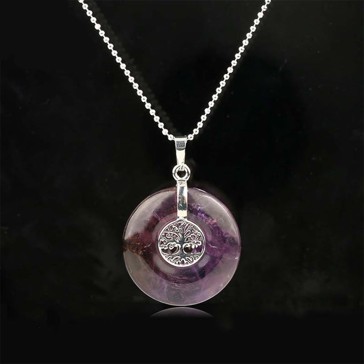Buddha Stones, verschiedene Kristalle, Rosenquarz, grüner Aventurin, Amethyst, der Baum des Lebens, Güte-Halskettenanhänger - Amethyst - image 8