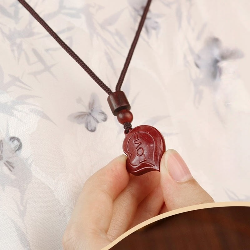 Buddha Stones 2Pcs LOVE YOU Natürlicher Zinnober Liebesherz-String Segen Paar Halskette Anhänger