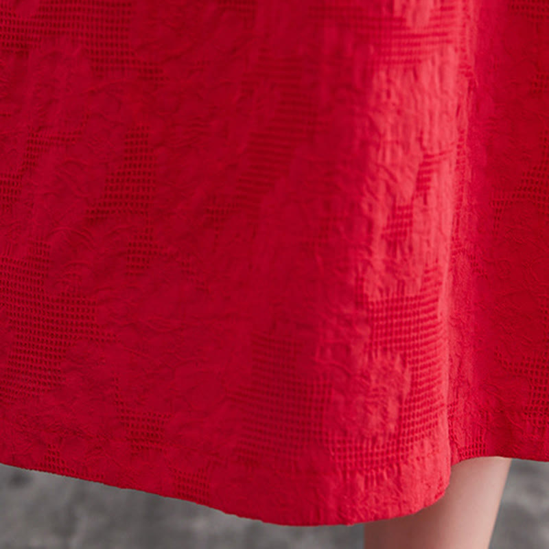 Buddha Stones – Einfaches Jacquard-Muster – Langärmliges Midikleid aus Baumwolle und Leinen für Damen mit Taschen - image 19