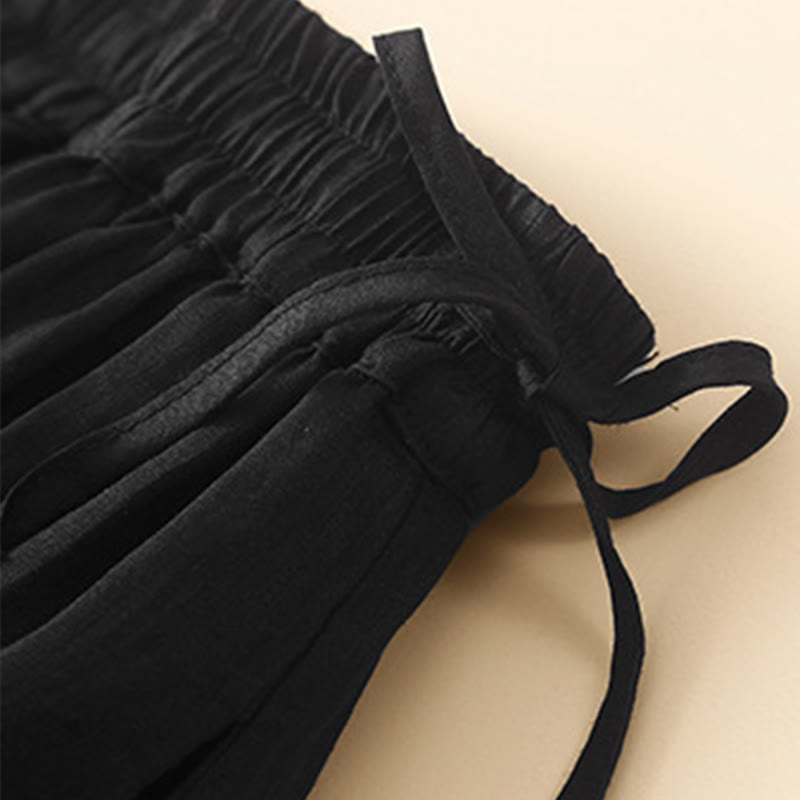 Buddha Stones Damenrock mit Schnürung, elastischer Taille und Taschen - image 19