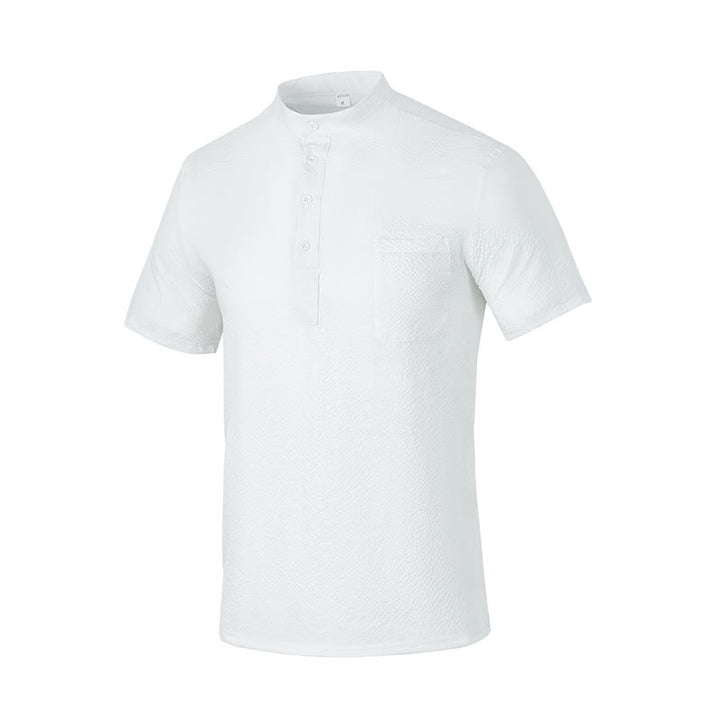 Buddha Stones Einfarbiges Polohemd mit halben Knöpfen für Herren, kurzärmelig - Weiß - US/ UK/AU46, EU56 (3XL) - image 27