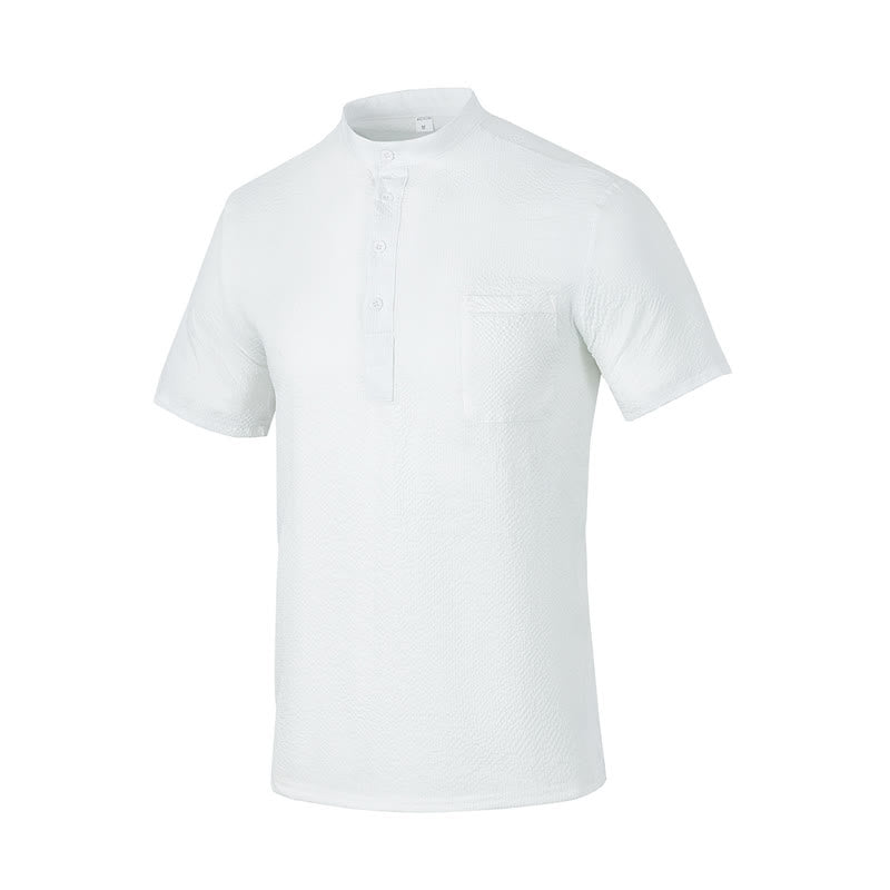 Buddha Stones Einfarbiges Polohemd mit halben Knöpfen für Herren, kurzärmelig - Weiß - US/ UK/AU46, EU56 (3XL) - image 27