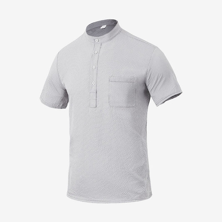 Buddha Stones Einfarbiges Polohemd mit halben Knöpfen für Herren, kurzärmelig - Hellgrau - US/ UK/AU46, EU56 (3XL) - image 21