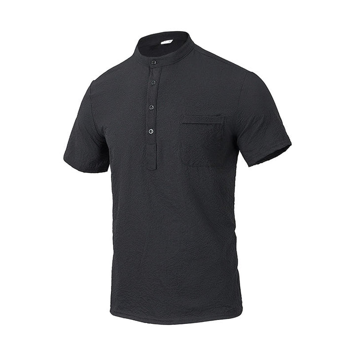 Buddha Stones Einfarbiges Polohemd mit halben Knöpfen für Herren, kurzärmelig - Schwarz - US/ UK/AU46, EU56 (3XL) - image 9