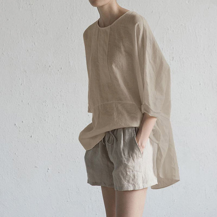 Buddha Stones Sommer Casual Plain Halbarm Rundhals Seitenschlitz Damen T-Shirt - Dunkelkhaki - US20, UK/AU24, EU52 (5XL) - image 5