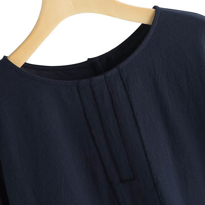 Buddha Stones Sommer Casual Plain Halbarm Rundhals Seitenschlitz Damen T-Shirt - image 8