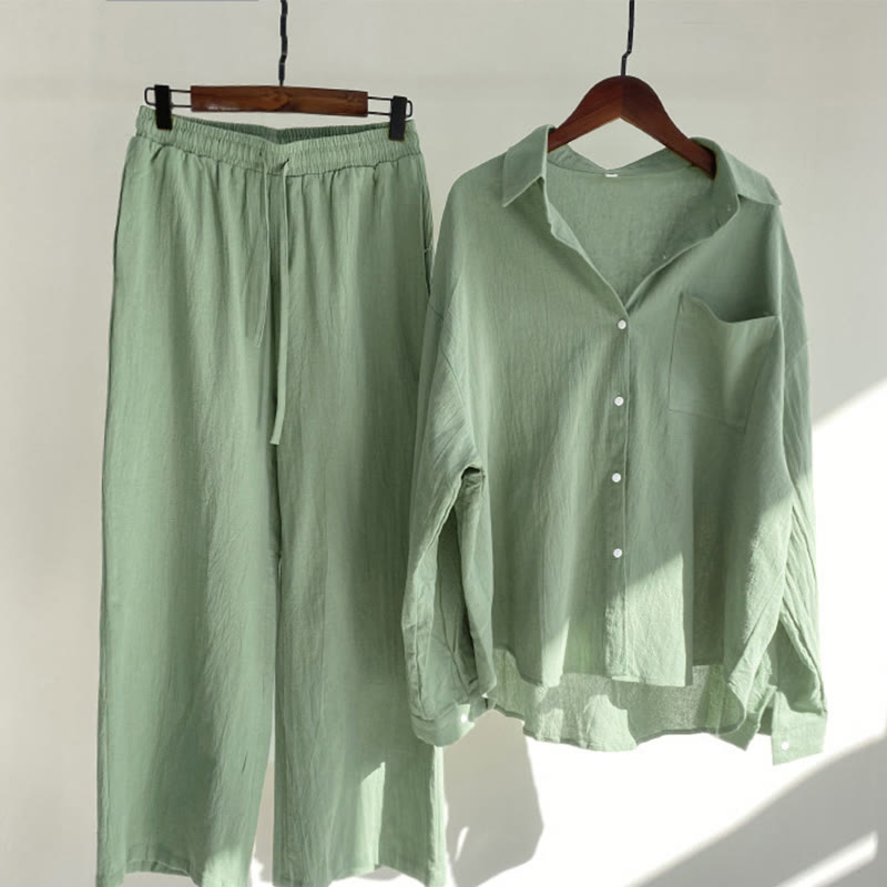 Buddha Stones 2-teiliges Langarm-Shirt-Oberteil mit Taschen und Kordelzughose, Meditationskleidung aus Baumwolle und Leinen für Damen - Hellgrün - US18, UK/AU22, EU50 (5XL) - image 42