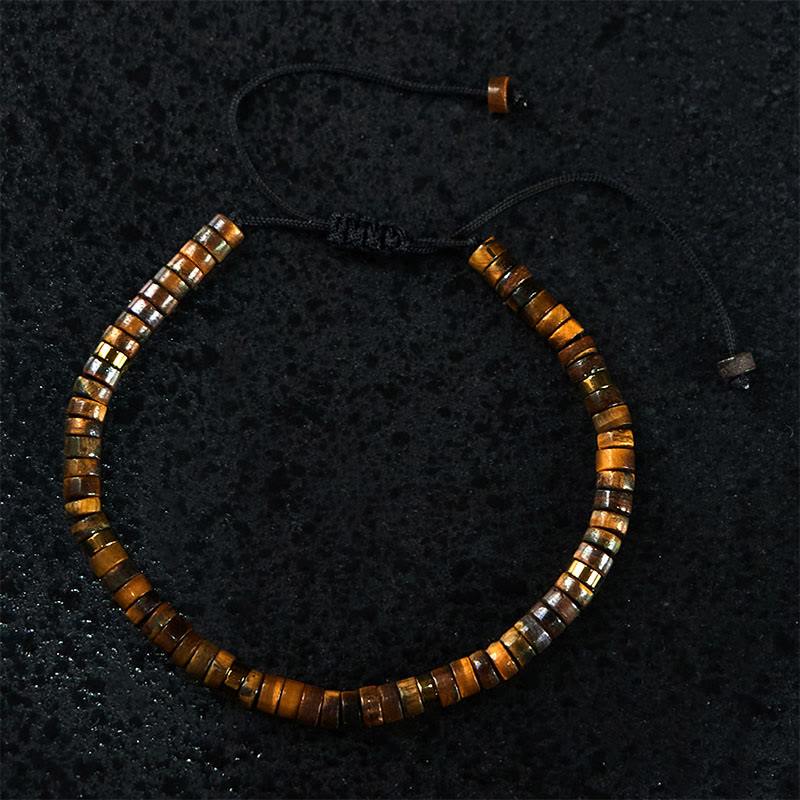 Buddha Stones Armband mit natürlichen Tigeraugen-Abstandsperlen und Mut