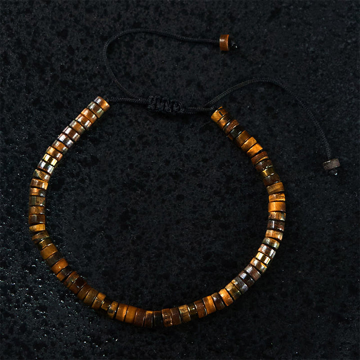 Buddha Stones Armband mit natürlichen Tigeraugen-Abstandsperlen und Mut