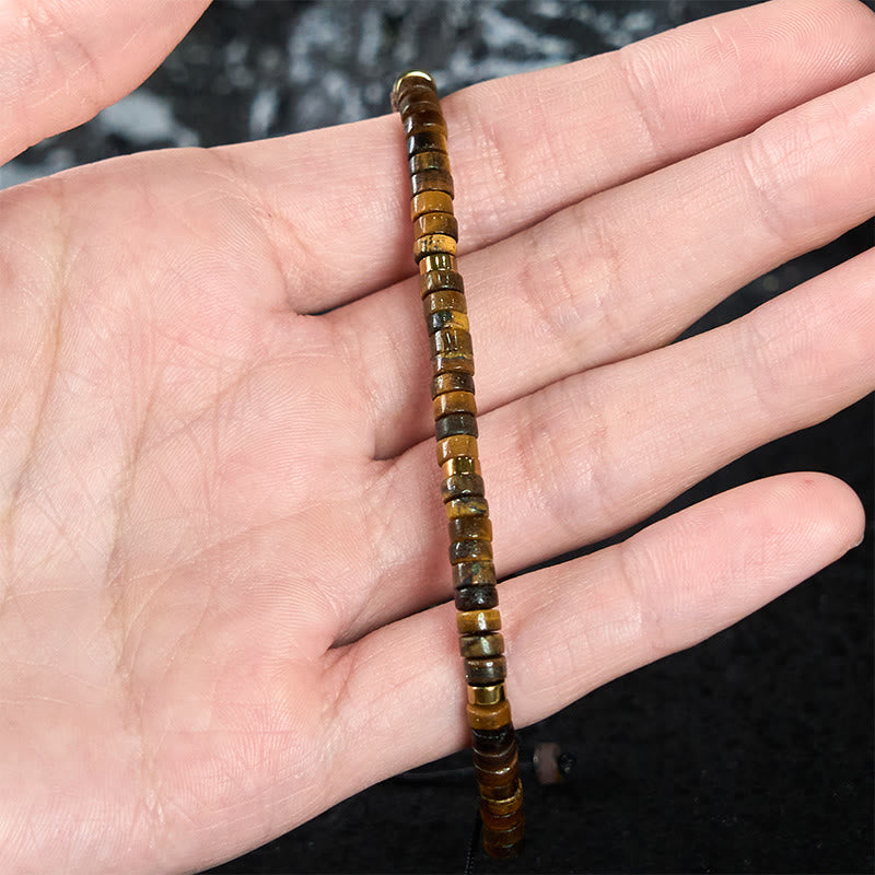 Buddha Stones Armband mit natürlichen Tigeraugen-Abstandsperlen und Mut