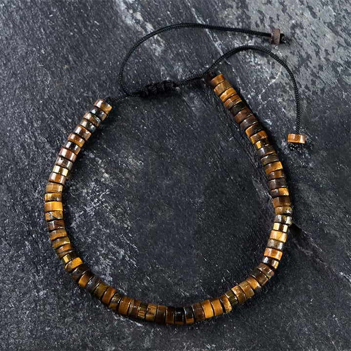 Buddha Stones Armband mit natürlichen Tigeraugen-Abstandsperlen und Mut