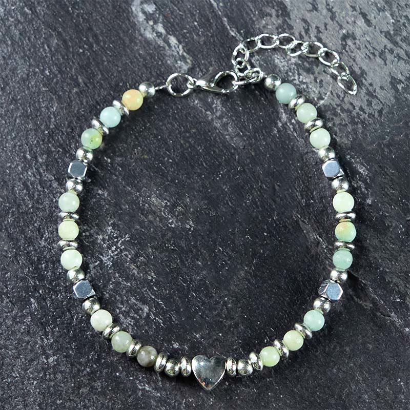 Buddha Stones aus Natursteinen: Amazonit, Amethyst, Lapislazuli, Rosenquarz – Herzförmiges Armband für positive Balance - image 0