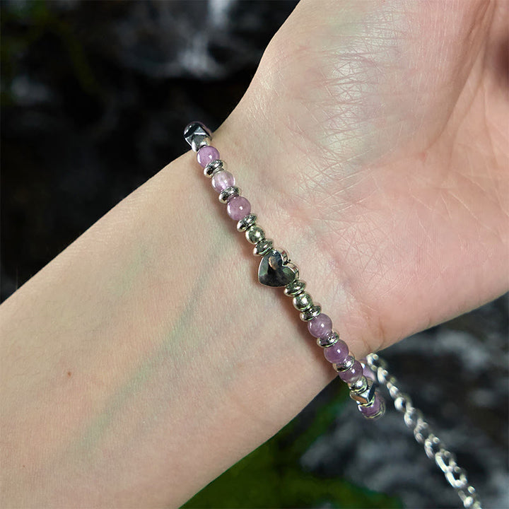 Buddha Stones aus Natursteinen: Amazonit, Amethyst, Lapislazuli, Rosenquarz – Herzförmiges Armband für positive Balance - image 12