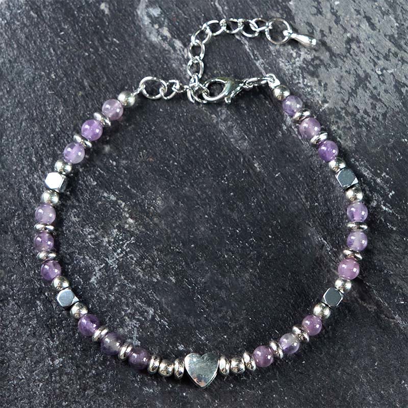 Buddha Stones aus Natursteinen: Amazonit, Amethyst, Lapislazuli, Rosenquarz – Herzförmiges Armband für positive Balance - image 10