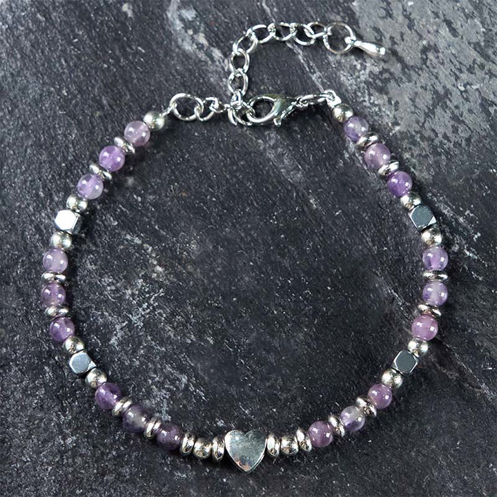 Buddha Stones aus Natursteinen: Amazonit, Amethyst, Lapislazuli, Rosenquarz – Herzförmiges Armband für positive Balance - image 10